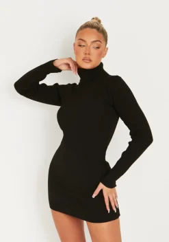 Nikita Black Roll Neck Knitted Mini Dress