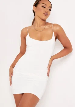 Nikki White Slinky Double Thickness Mini Dress