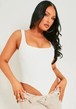 Noelle White Premium Sculpt Square Neck Bodysuit