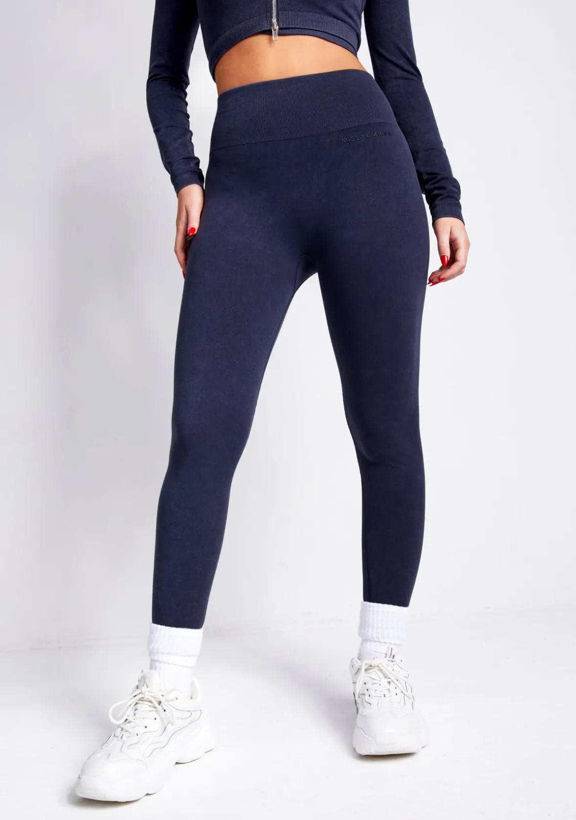 Nyla Black Acid Wash Seamless Active Sport Leggings