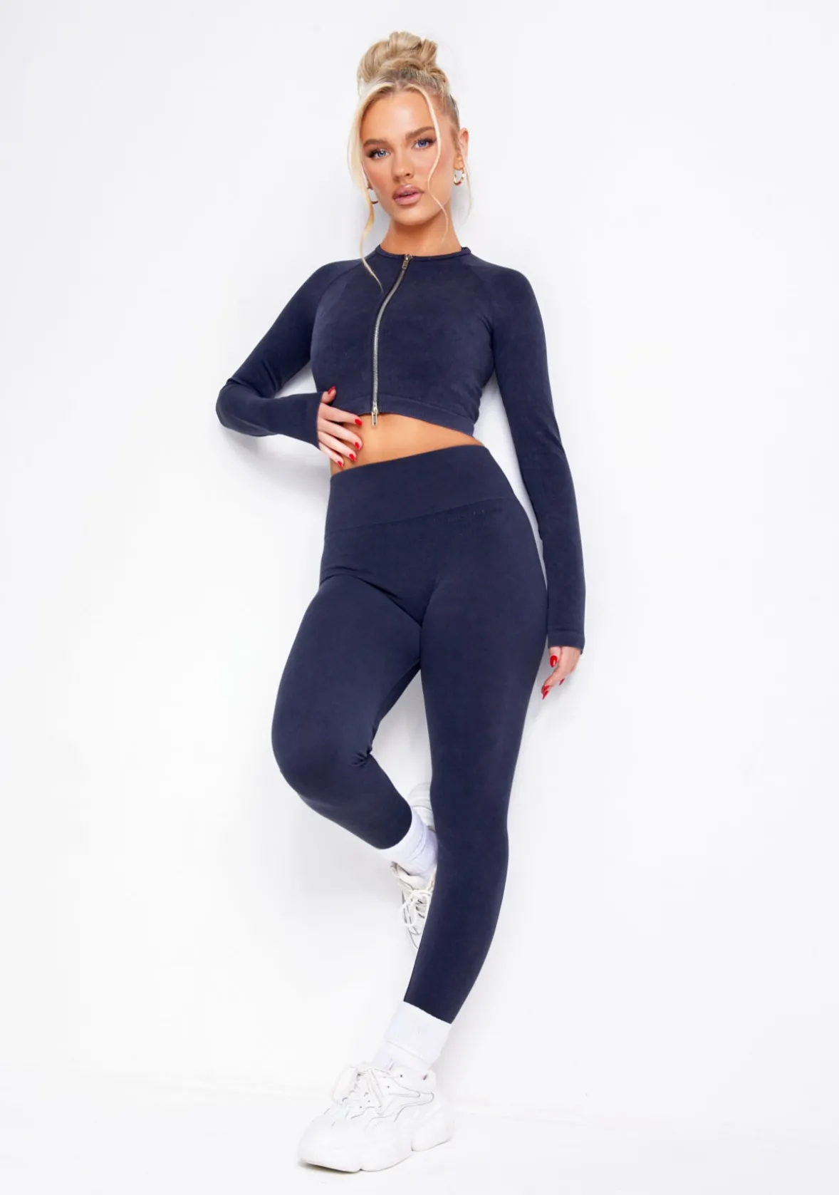 Nyla Black Acid Wash Seamless Active Sport Leggings