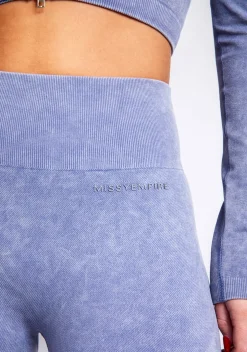 Nyla Blue Acid Wash Seamless Active Sport Leggings