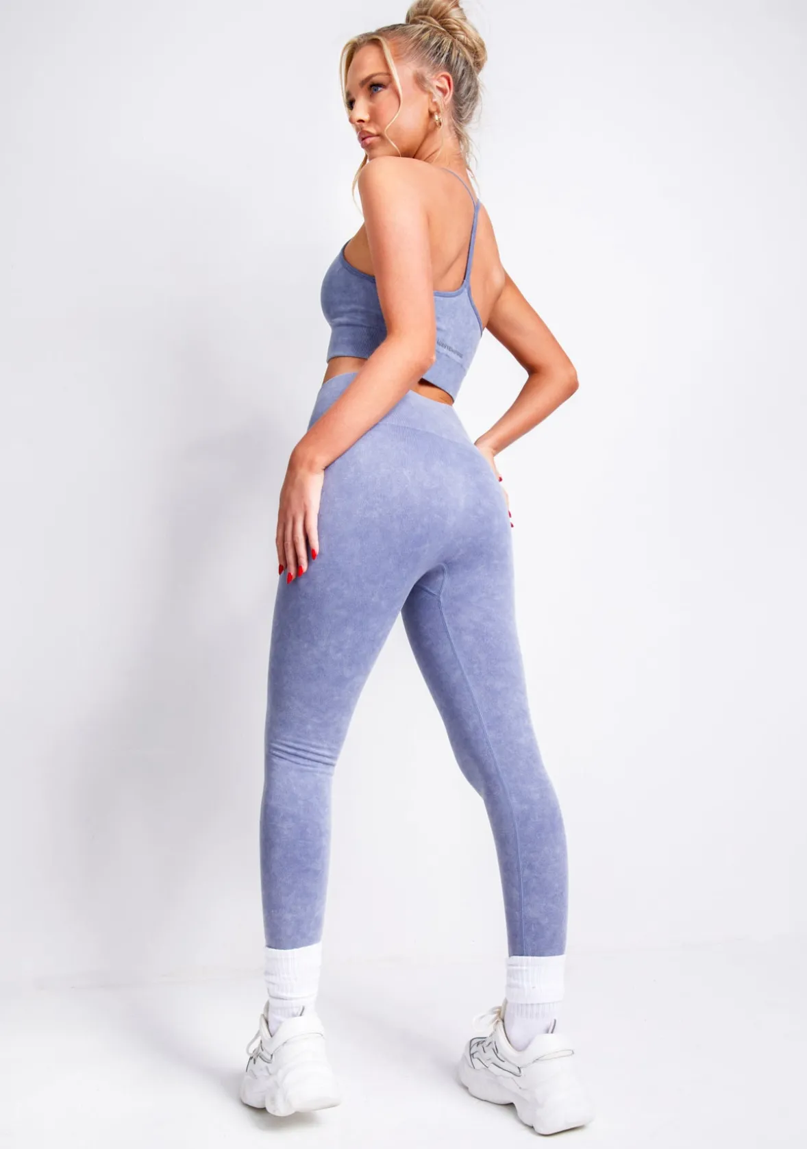 Nyla Blue Acid Wash Seamless Active Sport Leggings