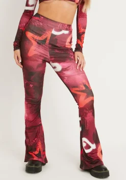 Odette Graffiti Print Flared Trousers