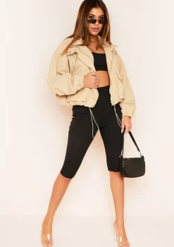 Ofira Black Basic Ribbed High Waisted Cropped Leggings
