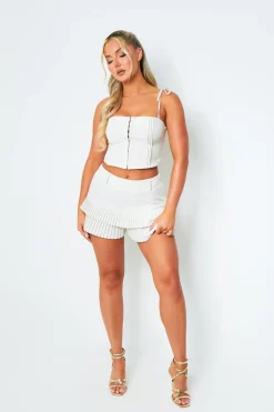 Olivia Cream Ruffle Mini Shorts