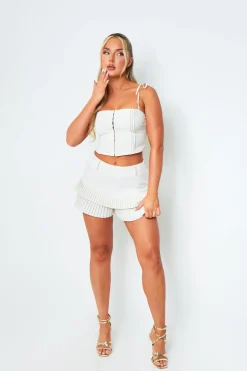 Olivia Cream Ruffle Mini Shorts