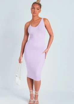 Olivia Lilac Chain Strap Knitted Midi Dress