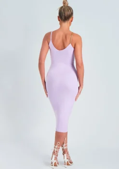 Olivia Lilac Chain Strap Knitted Midi Dress