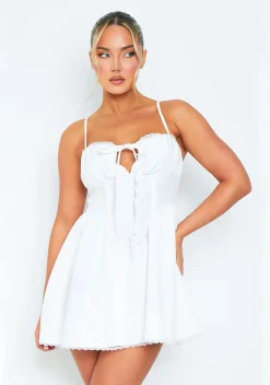 Olivia White Cami Skater Mini Dress