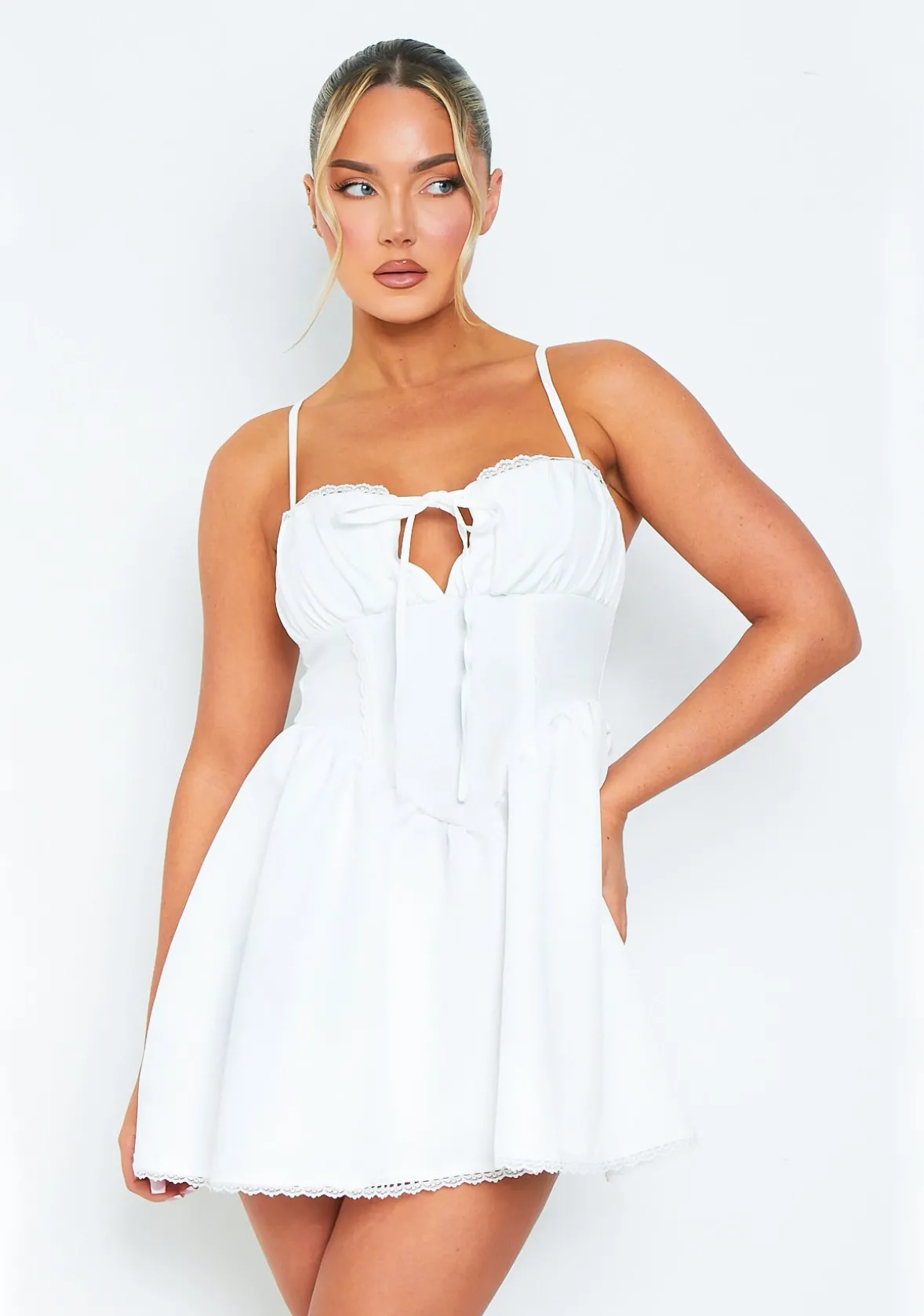 Olivia White Cami Skater Mini Dress