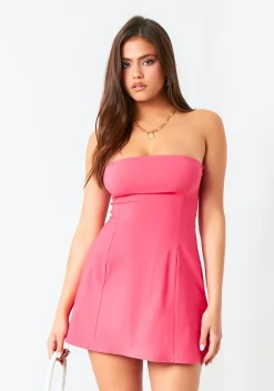 Ophelia Pink Bengaline Bandeau Mini Dress