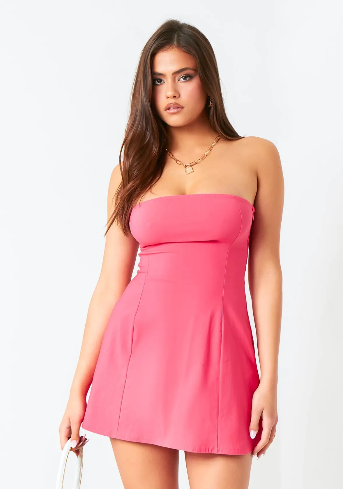 Ophelia Pink Bengaline Bandeau Mini Dress