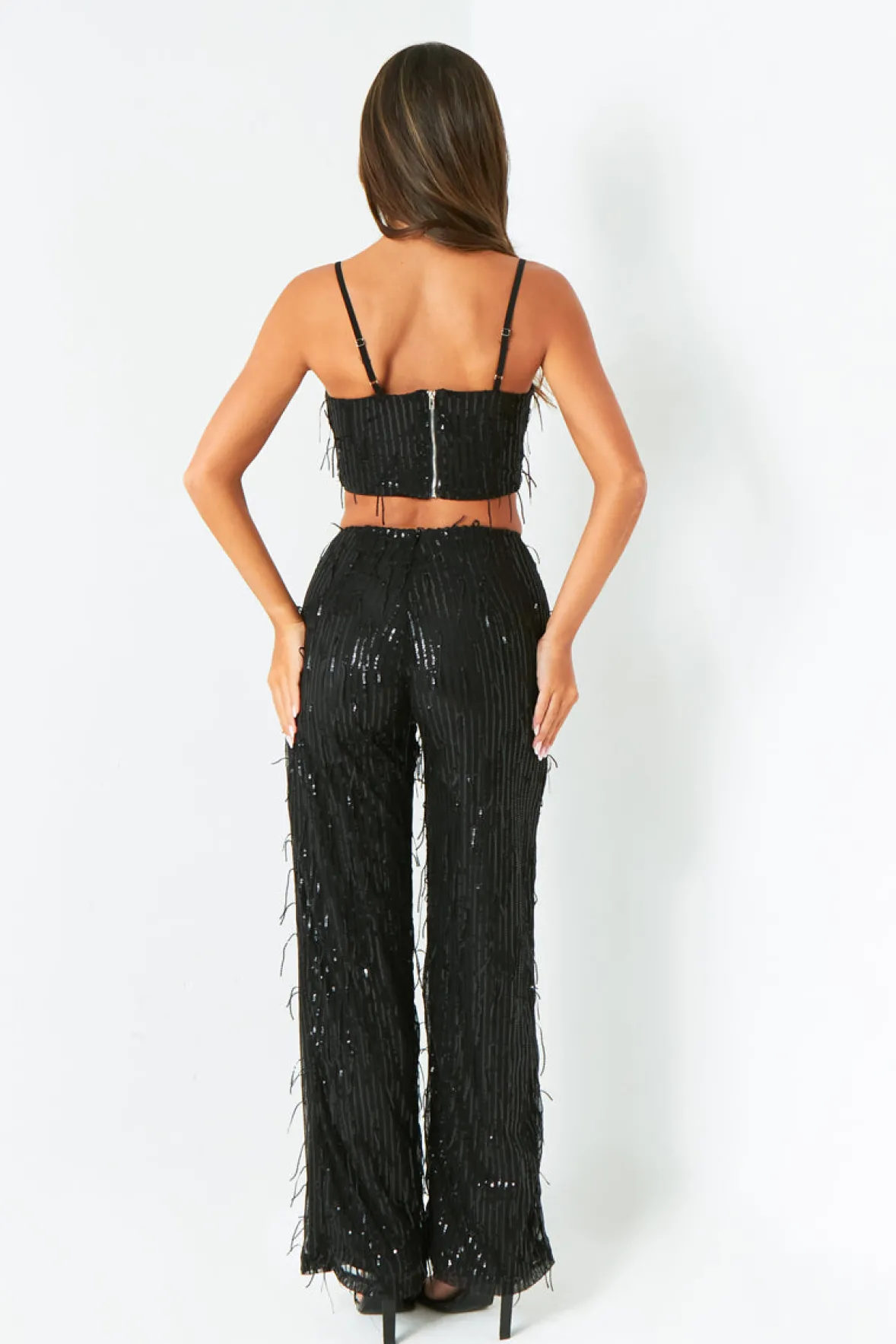 Orla Black Tassel Sequin Crop Top