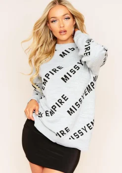 Palacida Grey Missy Empire Slogan Knitted Jumper