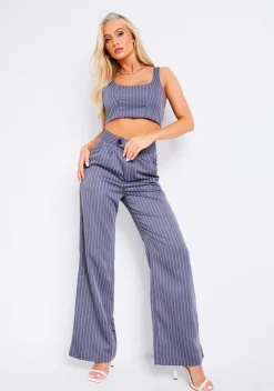Paris Pinstripe Grey Tailored Relaxed Fit Trouser