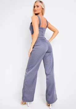 Paris Pinstripe Grey Tailored Relaxed Fit Trouser