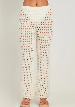 Patricia Ivory Crochet Wide Leg Beach Trousers