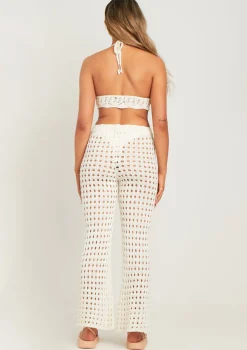 Patricia Ivory Crochet Wide Leg Beach Trousers