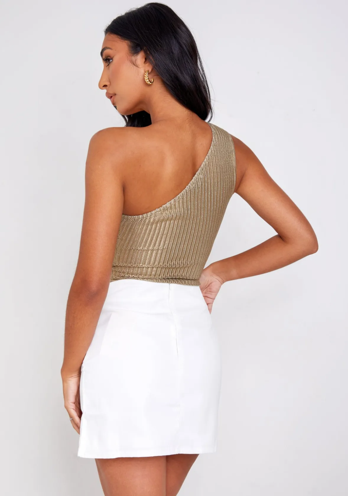 Penny Gold Textured One Shoulder Bodysuit