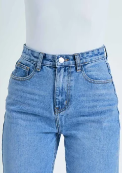 Perrie Denim Straight Leg Split Detail Jeans