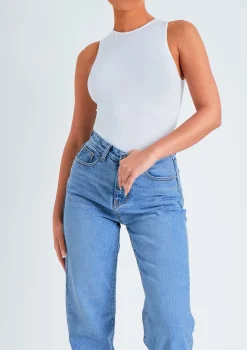 Perrie Denim Straight Leg Split Detail Jeans