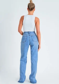 Perrie Denim Straight Leg Split Detail Jeans