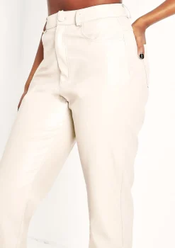 Perrie Stone Faux Leather Straight Leg Split Detail Trousers