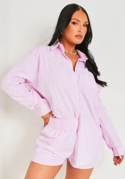 Polly Pink Pinstripe Stripe Shorts