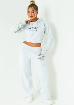 Poppy Grey Missy Sport Slogan Hoodie