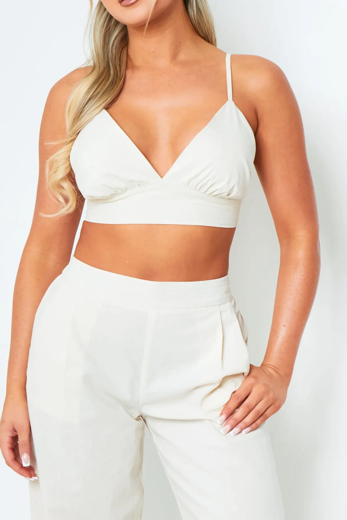 Rachel Cream High Waisted Tailored Wide Leg Trousers