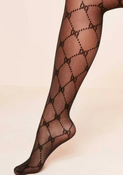 Reeya Black Patterned Tights