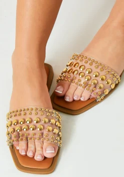 Rosa Gold Stud Perspex Flat Sandal