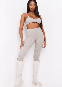 Saffron Oat Knitted Rib Plunge Bralet