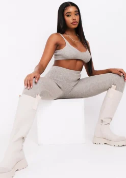 Saffron Oat Knitted Rib Plunge Bralet