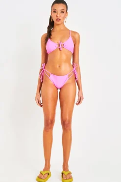 Sana Pink Strappy Cut Out Tie Detail Bikini Bottom