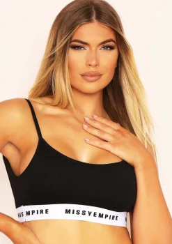 Saniya Black Missy Empire Tape Cami Crop Lounge Bralet