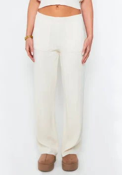 Sara Cream Pocket Detail Knitted Trousers