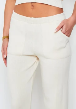Sara Cream Pocket Detail Knitted Trousers