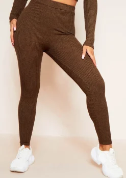 Sarah Chocolate Brushed Ribbed Legging