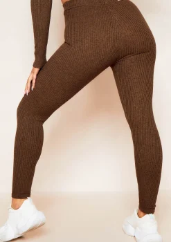 Sarah Chocolate Brushed Ribbed Legging