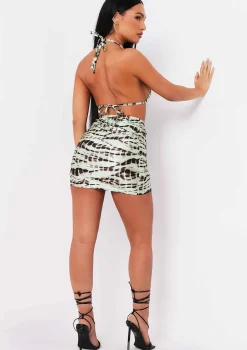 Saskia Green Print Triangle Bikini Top