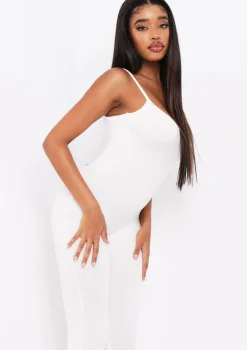 Serena Cream Knitted Strappy Jumpsuit