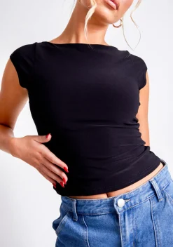 Shae Black Cap Sleeve Top