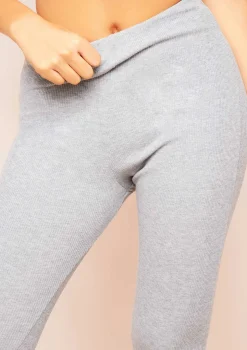 Siera Grey High Waist Thick Ribbed Leggings