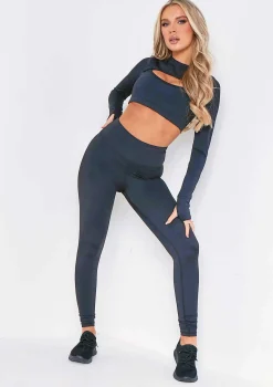 Sofia Black Missy Empire Cut Out Gym Crop Top