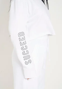 Sofia White Black Succeed Slogan Cropped Sweatshirt
