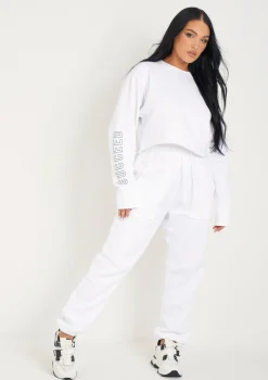 Sofia White Black Succeed Slogan Cropped Sweatshirt