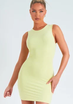 Sophia Lemon Sleeveless Racer Mini Dress