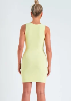 Sophia Lemon Sleeveless Racer Mini Dress